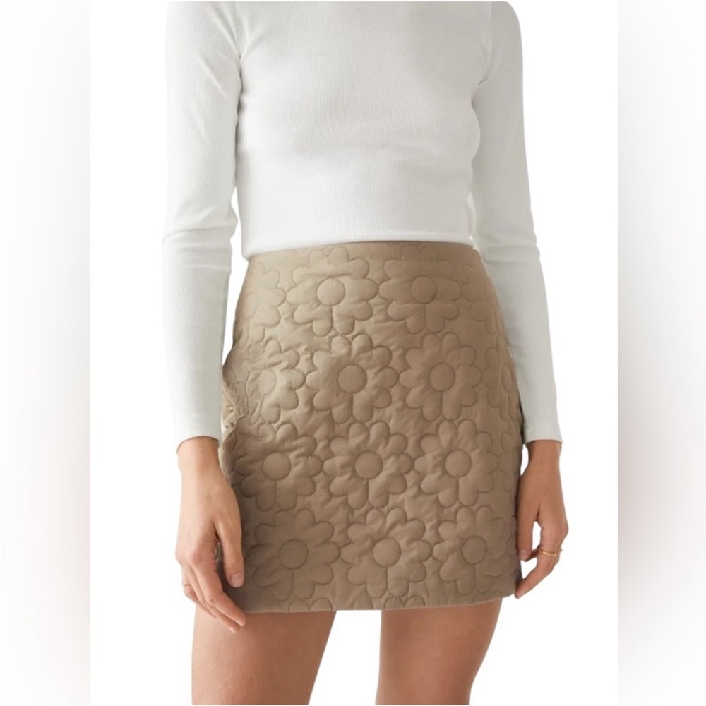 Quilted Floral Mini Skirt